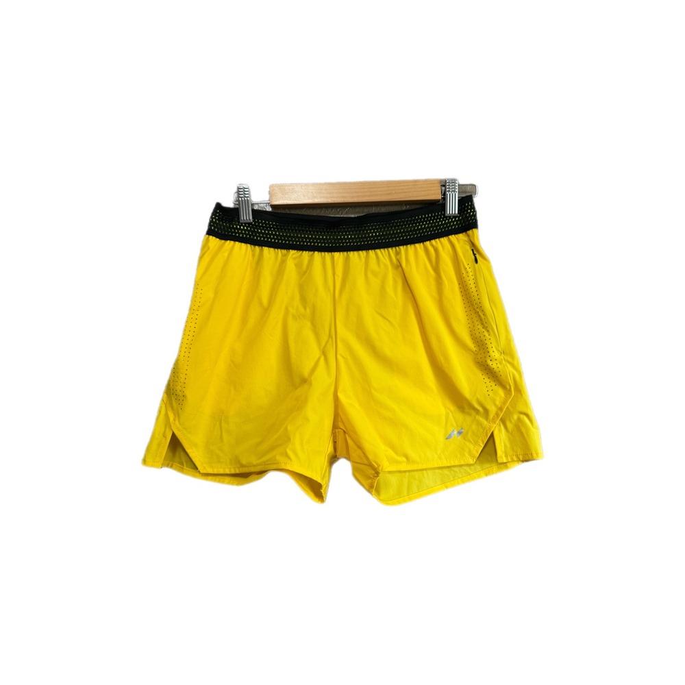 AHA Active Running Shorts Mens Medium Yellow Excellent Perforated Waistband